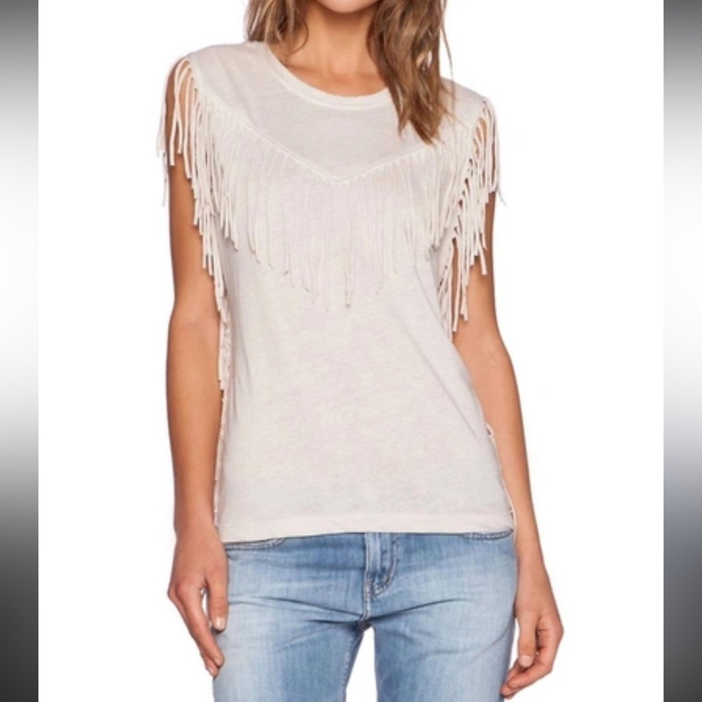 IRO JEANS Gise Sleeveless Fringed Top,‎ Ecru